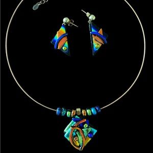 Murano glass abstract 1980s Monet necklace earrings